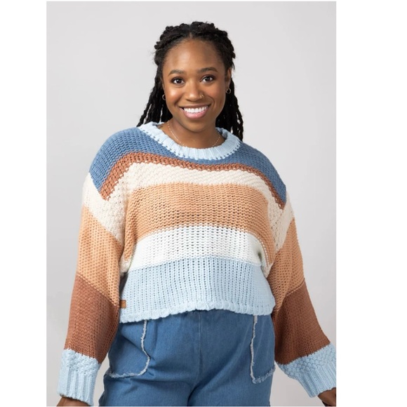 Simply Southern Sweaters - + SIMPLY SOUTHERN + Striped Cropped Sweater